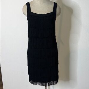 White House Black Market Black Fringe Mini Dress